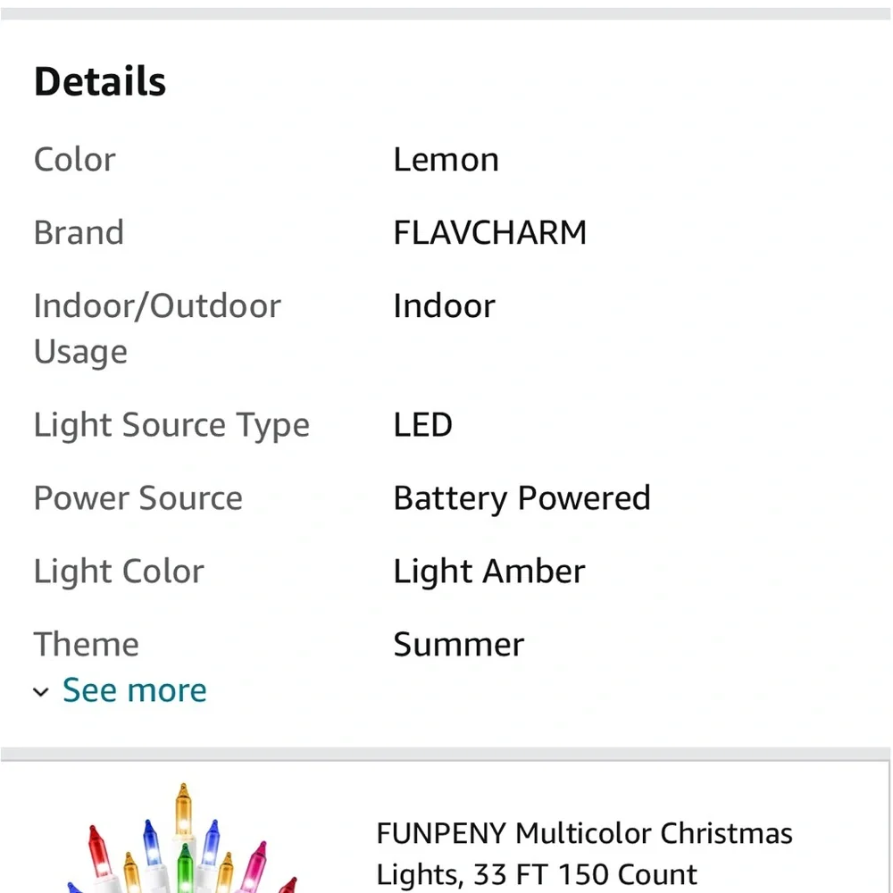 Lemon string lights with battery pack (set of 2)